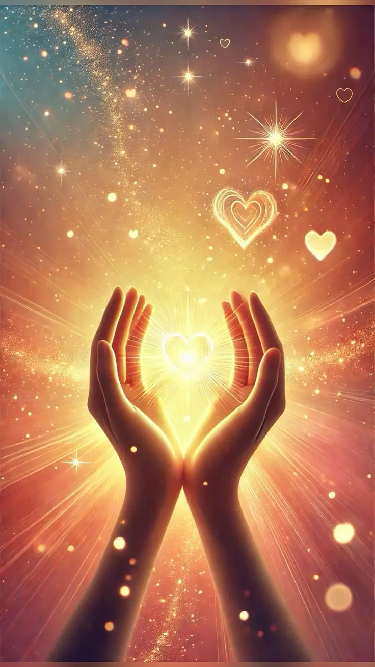 AI image hand with light and heart