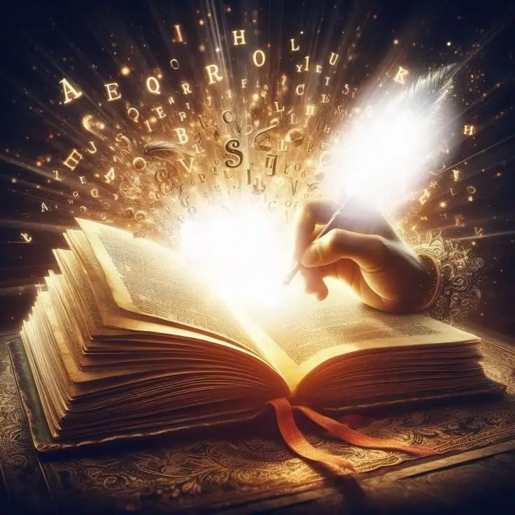 Open Book Illuminating AI image stack of books